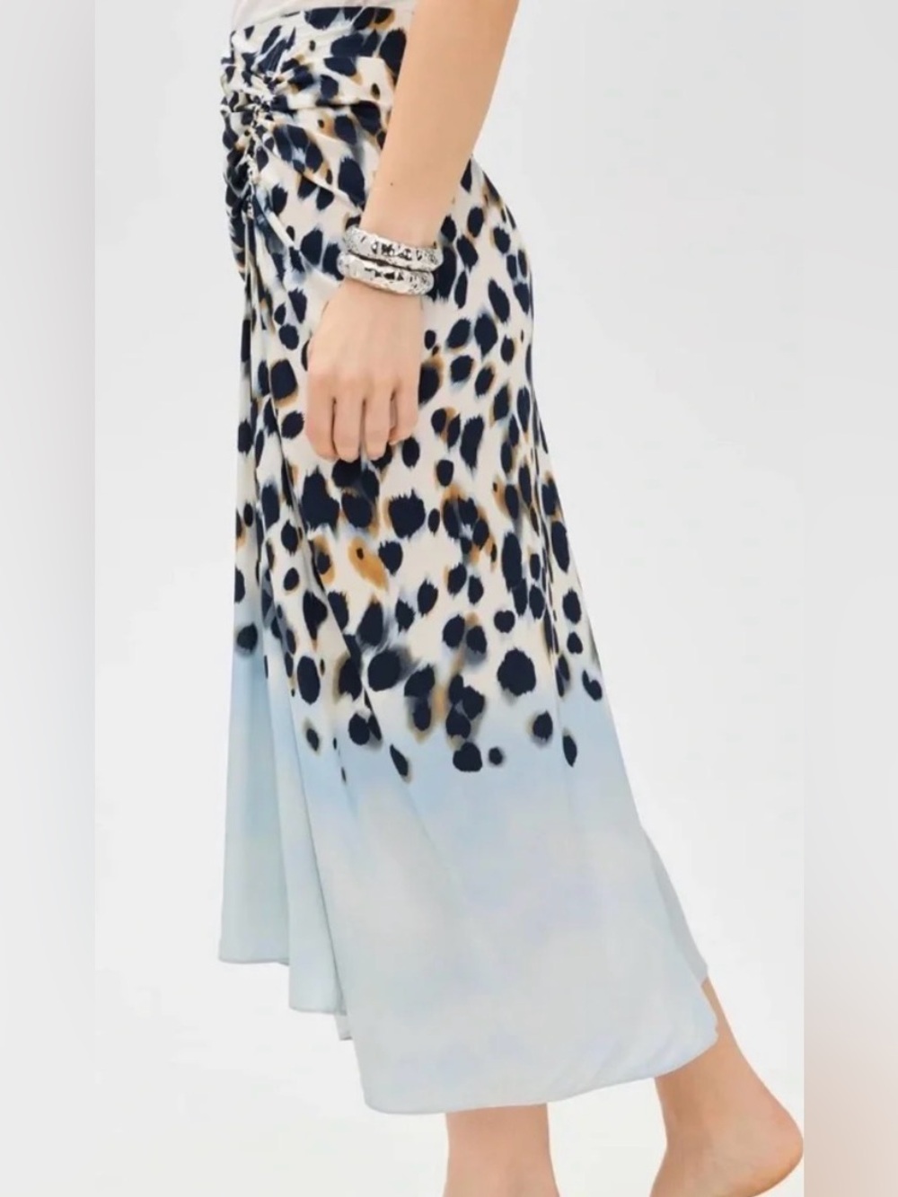 NWOT: A.L.C. Grace Printed Midi Skirt, Side Rouching, sz 4 ($495 retail) - Picture 5 of 12